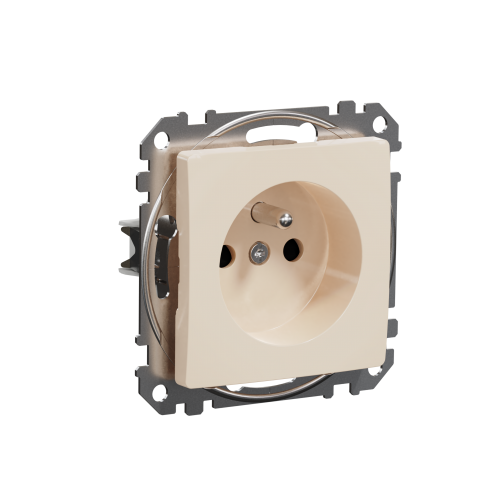 Sedna Design & Elements Gniazdo pojedyncze z uziemieniem z przesłonami beżowe SDD112011 SCHNEIDER - sdd112011_300s0001[1].png